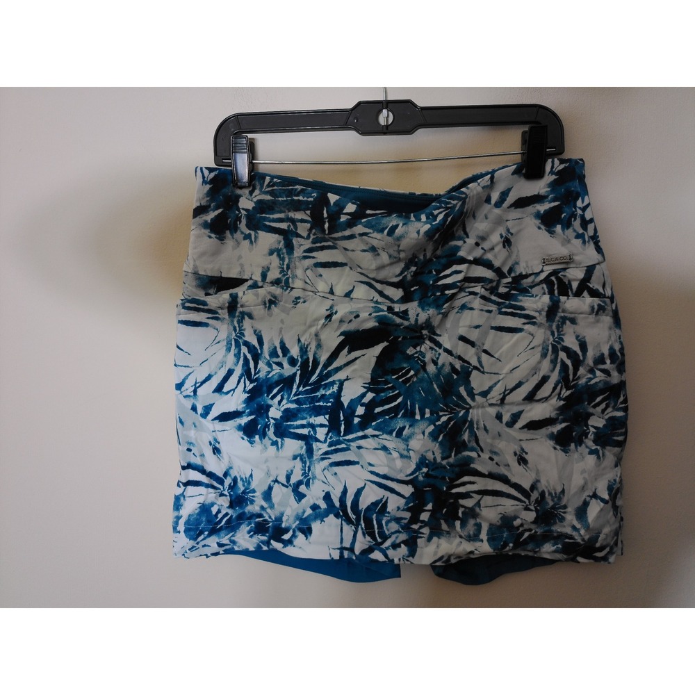 S.C. & CO. Skort Women XL Blue White Tropical Palm Print Athletic Activewear
